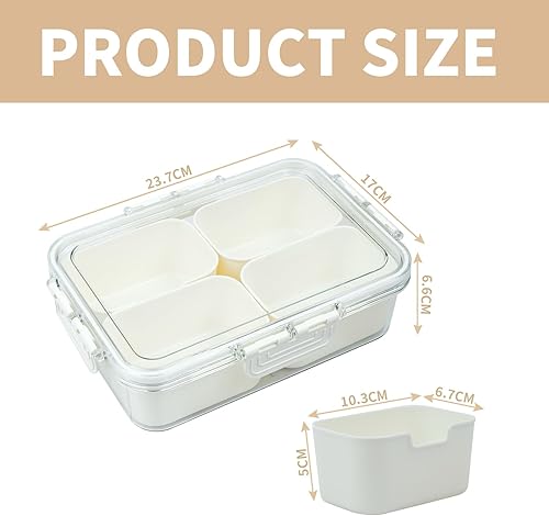 xtemtoamz Boite Compartiment Alimentaire, Boite a Gouter, Snack Box, Boite Snack 4 Compartiment, Assiette à Goûter Avec Couvercle pour FêTes, Pique-Nique pour Friandises Noix Desserts Fruits - Nail Gallerys