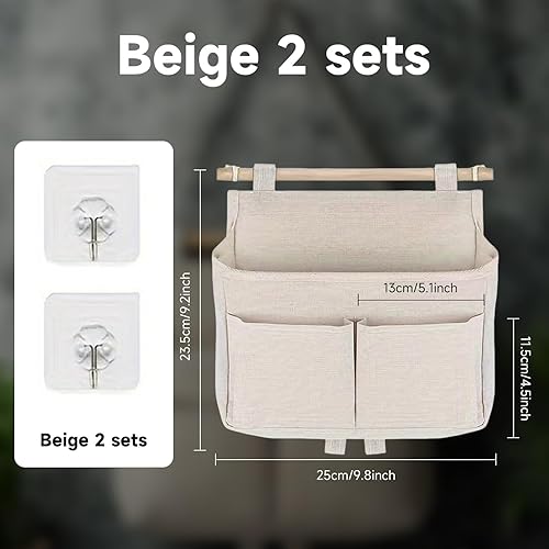 Bvtpoyy Sac De Rangement Mural, 2 Sacs Rangement Suspendu, Convient Aux Maisons, Bureaux, Magasins Et Caravanes (Beige) - Nail Gallerys