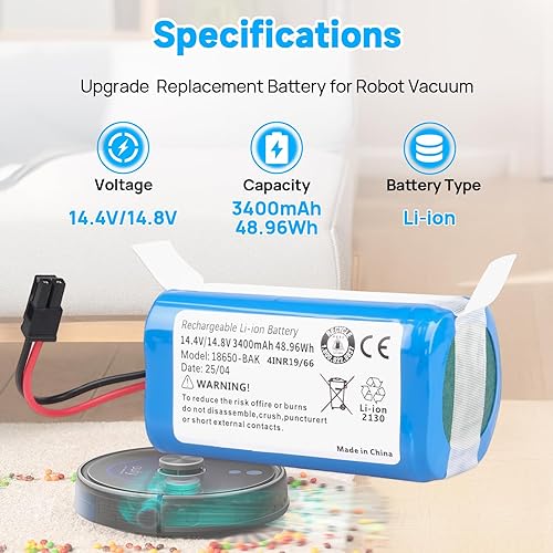 3400mAh Batterie Compatible avec Kyvol Cybovac L20 E20 E30 E31, Coredy R750 G800 G850, Bagotte BG800 BG850, Eufy RoboVac LR20 L35 LR30, Polaris Imou, CMICR18650F9M-4S1P, T2996011 - Nail Gallerys