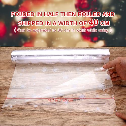 TOYANDONA Rouleau de Cellophane de 30 MX 80 Cm 3 Mil D'épaisseur Emballage de Cellophane de Noël Motif de Flocon de Neige Sacs de Cellophane pour Paniers-Cadeaux de Fleuriste Emballage - Nail Gallerys