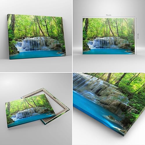 Deco Cadre Décoration Salon Cascade Forêt environnement Moderne Impression sur Toile 120x80cm Image Tableau Decoration Murale Chambre Horizontal Art Wall Tableaux Decoratifs Muraux AA120x80-2664 - Nail Gallerys