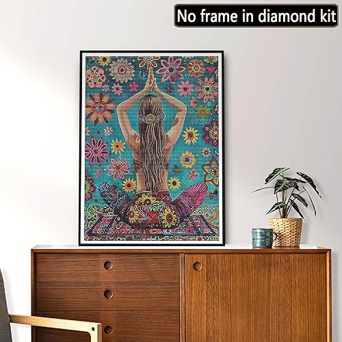 MOMAKA 5D Diamond Painting Kits Femme De Yoga, Diamant Peinture Kits Point De Croix Broderie Fleur, Kits Diamant Arts Craft Cross Embroidery Pour La Décoration Murale à Domicile 30x40cm - Nail Gallerys