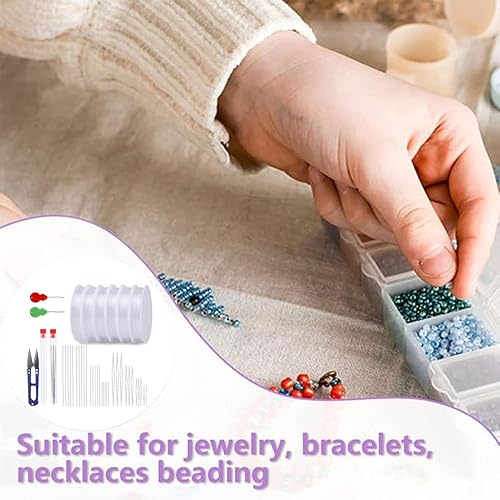 Lot de 6 rouleaux de cordon élastique pour bracelets - Fil de perles transparent de 1 mm pour bracelets - 33 x matériau extensible - Pour bricolage et bricolage - Nail Gallerys