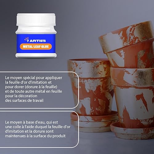 7 Artists Colle Feuille D'or 50 ml Colle pour Feuille D'or | Colle Foil | Colle pour Feuille d or Alimentaire Patisserie | Feuilles D'or et Feuilles de Métal Colle - Nail Gallerys