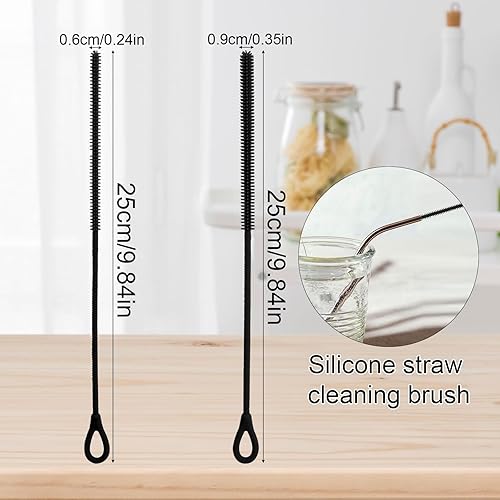2pcs Brosses Paille en Silicone, 6 mm et 9 mm Nettoyeurs de Paille Extra Longs Brosse de Nettoyage à Suspendre Réutilisable Nettoyeur de Crevasses Pliable pour Verre Métal Pailles (Gris) - Nail Gallerys