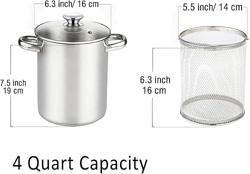 Cook N HOME 2478 3 pièces à asperges Légumes Steamer Pot, 4 quart, EN ACIER INOXYDABLE - Nail Gallerys
