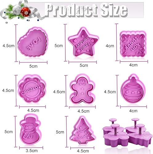 LIVESTN Lot de 8 Emporte-pièces Noël 3D en plastique,Moule à Biscuits pour Enfants, avec poussoir,pour Décoration de Fondant, Cookie, Gâteau (Violet) - Nail Gallerys