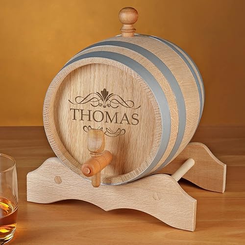 3 litres Barrel - Gravé personnalisé idée Cadeau pour Un Anniversaire pour Les Hommes - Fûts de chêne pour Le Whisky ou du vin - Scène volutes - Nail Gallerys