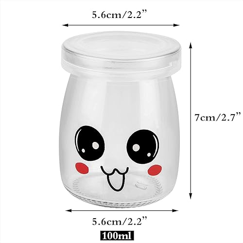 Yangbaga 9 Pot Yaourt en Verre avec Couvercles Décor émoticône et Cuillère en Bois, Bocal Crème Dessert Contenance 100 ml … - Nail Gallerys