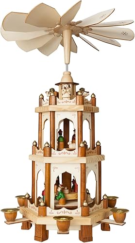 BRUBAKER Pyramide de Noël en Bois - Figurines peintes à la Main - 3 Étages - Hauteur 45 cm - Nail Gallerys