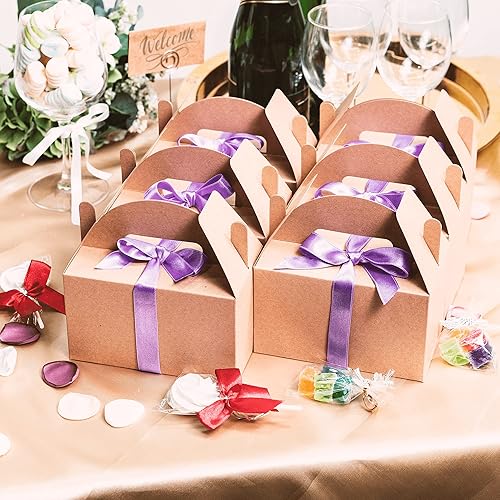 MATICAN Boîtes de Faveurs de Fête, Pack de 24 Boîtes Kraft Marron, Boîtes à Gable, 15 x 9 x 9 cm - Nail Gallerys