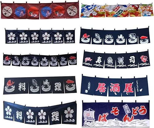 Banderole japonaise à suspendre pour décoration de cuisine - 45 x 165 cm (grille) - Nail Gallerys