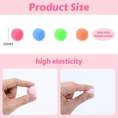 Lot de 500 mini pompons multicolores pour le bricolage, 25 mm, pour décoration, couture, artisanat, travaux manuels, maternelle, enfants - Nail Gallerys