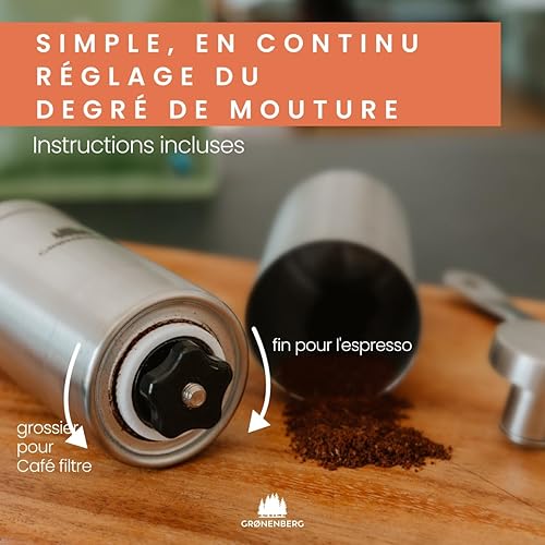 Groenenberg Cafetiere Italienne Induction (4 Tasses) + Moulin à café manuel | Set de remise café avec Cafetiere expresso (en INOX) & Coffee grinder - Nail Gallerys