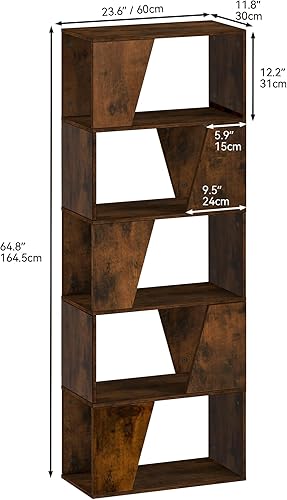 YITAHOME Bibliothèque, Étagère en Bois avec 6 Étagères, Bibliothèque sur Pied, Étagère d'exposition Industrielle, Étagère de Rangement, pour Salon, Chambre, Bureau à Domicile, Marron Rustique - Nail Gallerys
