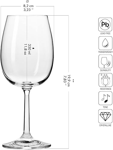 Krosno Petite Verre à Vin Rouge en Cristal | Lot de 6 Verres | 350 ml | Collection Pure | Parfait la Maison, Les Restaurants, Les Fêtes | Lavable au Lave-vaisselle - Nail Gallerys