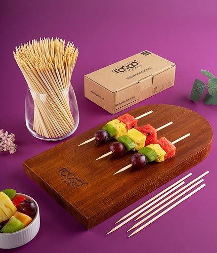 FOOGO Green Lot de brochettes en bambou de taille moyenne de, robustes et respectueuses de l'environnement, brochettes de barbecue (Petit | 15 cm, 250, unité) - Nail Gallerys