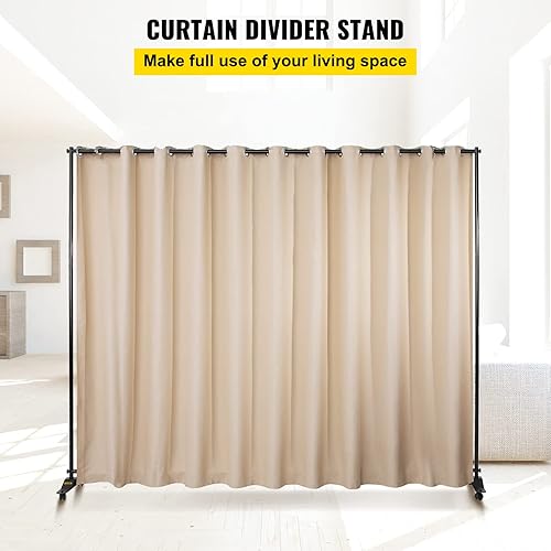 VEVOR Support de séparation de pièce, 3 x 2,6 m, 4 roulettes, cadre en alliage d'aluminium, rideau occultant et sac Oxford portable inclus, séparateur de pièce extensible pour bureau, conférence Beige - Nail Gallerys