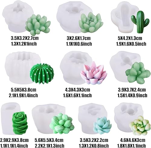 Cayway Lot de 19 Moules en Silicone pour Succulentes, Moules en Résine Fleurs 3D Moule en Succulents pour Bougies Faites à La Main Les Moules en Résine Epoxy - Nail Gallerys
