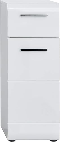 trendteam smart living Armoire de Toilette avec Beaucoup d'espace d'rangement, Line, 30 x 80 x 31 cm, Blanc Brillant Sardegna Argent Fumée - Nail Gallerys