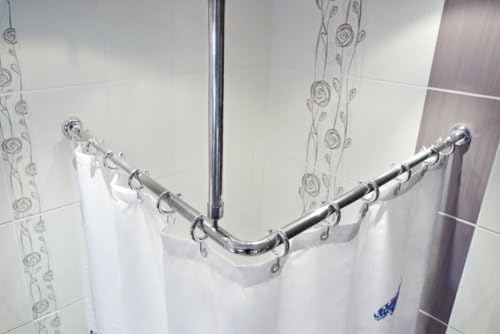 SK Lot de 3 Barres de Rideau de Douche d'angle en Aluminium chromé - Nail Gallerys