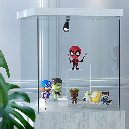 Janaden Lot de 2 présentoirs transparents en acrylique pour figurines POP, étagère de vitrine à 3 niveaux, présentoir à cupcakes et desserts - Nail Gallerys