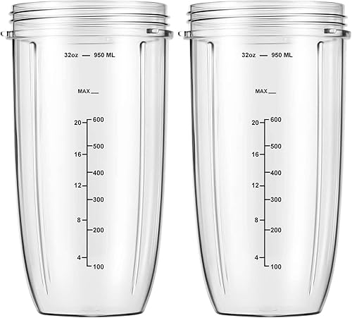 Replacement Parts 32oz Blender Cups (2 Packs) Replacement Blender Cups Compatible with NutriBullet 600w and 900w Blender - Nail Gallerys
