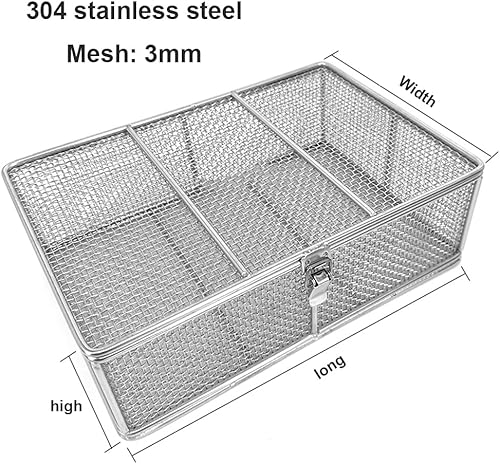 Panier de stérilisation en acier inoxydable avec couvercle – Plateaux en maille de 3 mm pour instruments médicaux orthopédiques et ORL - Nail Gallerys