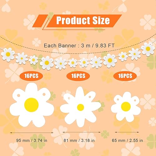 4pcs Guirlande Daisy, Jolies Décorations Fête Marguerites Mignonnes Bannières Fête Marguerite Printemps Bannières Fleurs Marguerite Guirlandes Marguerites pour Anniversaire Party - Nail Gallerys