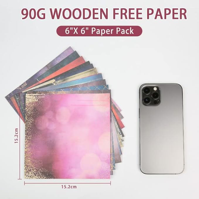 Bloc de papier décoratif 15 x 15 cm - 12 motifs - 24 feuilles - Pour la fabrication de cartes - Décoration de fond - Nail Gallerys