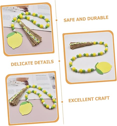 GOOHOCHY Guirlande De Perles Bois avec Décor Citron Et Pompon Décoration Rustique pour Fête Et DIY Ornement Suspendu pour Maison Et Jardin - Nail Gallerys