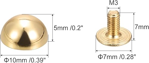 QUARKZMAN Rivets à Visser, 6 Ensembles de Clous Ronds de 10x5mm pour Cuir, Rivets pour Sac à Main, Artisanat en Cuir, Ton Doré - Nail Gallerys