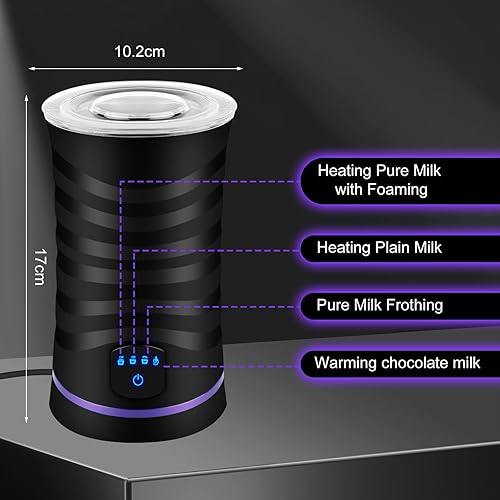 Mousseur à Lait Électrique, 4 en 1 Milk Frother pour Faire Mousser le Lait Chaud ou Froid, Mousseur Lait Electrique avec Arrêt Automatique, Mousseur Lait Electrique - Nail Gallerys