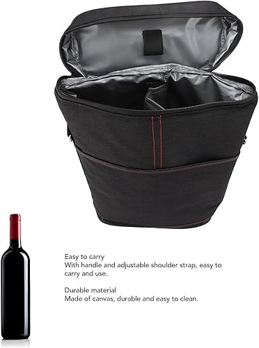 Sac Isotherme pour 2 Bouteilles de Vin, Sac Fourre-Tout rembourré, isolé et étanche, Porte-Bouteille de Vin Portable avec Poignée pour Voyage, Pique-Nique, Fête, Cadeau de Vin - Nail Gallerys
