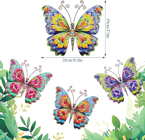 YiYa 4 Pièces Décoration Murale Papillon Art Mural en Métal Papillon Papillon en Métal Decoration Jardin Exterieur pour Jardin Cour Clôture Salon Chambre - Nail Gallerys