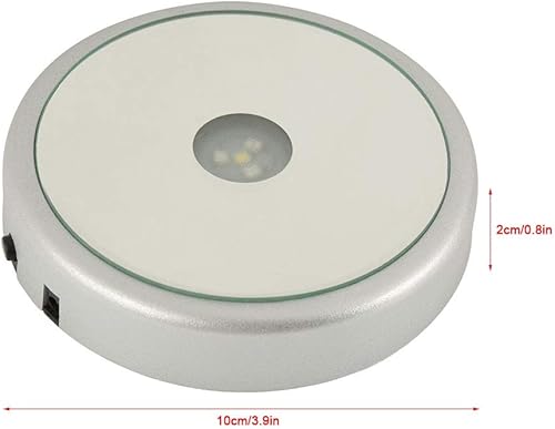 TOPINCN LED Rotatif Affichage Base Cristaux Verre Art coloré Lumière Rotatif Cristal Affichage Base Support Tasse Présentoir Tourneur (Miroir Rond 4 lumières USB Trou Rond Pile (livré) - Nail Gallerys