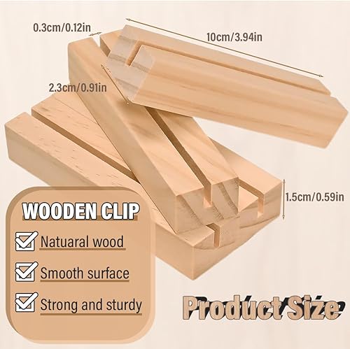 WUSJCOF 4 Porte-cartes en Bois, Support de Cartes avec Adhésif Double Face, Porte-cartes de Table pour Mariages, Restaurants, Banquets et Fêtes, Porte-cartes de Menu (10 * 2.9 * 2 cm) - Nail Gallerys
