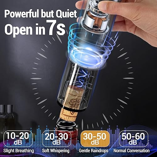 Marchpower Tire Bouchon Electrique Rechargeable, Ouvre Bouteille Electrique 5 en 1 Coffret Tire Bouchon Vin avec Coupe-Capsule Verseur de Vin et Bouchon à Vin Sous Vide pour Cadeau Fete des Peres - Nail Gallerys