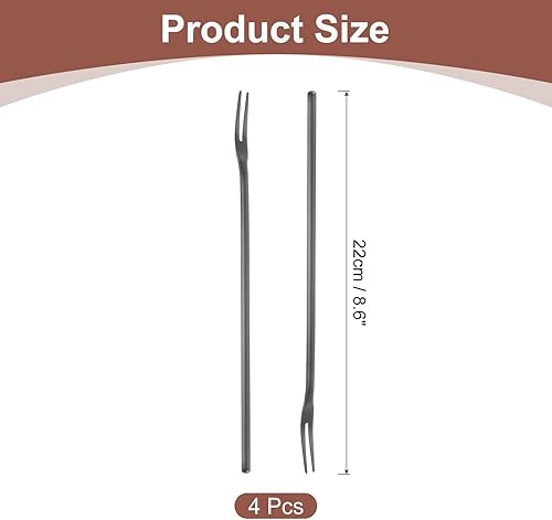 Sourcing Map Lot de 4 fourchettes à olives avec manche de 21,8 cm de long, en acier inoxydable, noir - Nail Gallerys