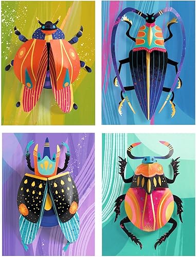 Djeco Papier Créatif - Paper Bugs - 4 planches illustrées en carton, 23 pièces - Nail Gallerys