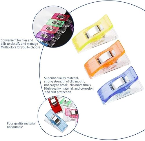 Flyglobal Lot de 50Pcs Clips Pinces en Plastique pour Reliure Couture en ABS Pince Clip Couture Artisanat Cuisine - Nail Gallerys