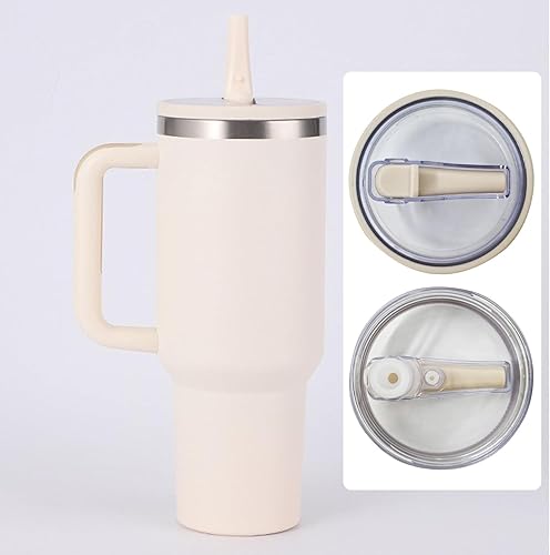 Lot de 2 couvercles à rabat avec paille pour Stanley Quencher 1200 ml, résistant aux déversements et aux éclaboussures, réutilisables pour tasse Stanley et HydroJug Traveler (blanc) - Nail Gallerys