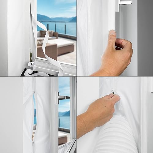 ECD Germany Joint de Fenêtre pour Climatiseurs Mobiles et Sèche-linge à Évacuation, 400 cm, Hot Air Stop à Fixer sur les Fenêtres/de Toit, Pas Besoin de Trous, Kit de Calfeutrage Facile à Installer - Nail Gallerys