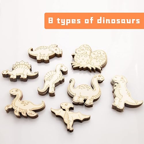 TAIYOU 40 Pièces Embellissements Dinosaures en Bois 8 Formes Naturels Tranches Bois Loisir Créatif pour Décoration Scrapbooking Artisanat Bricolage Fête Activité Manuelle Enfant Adulte - Nail Gallerys