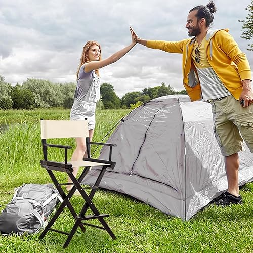 AHANDMAKER 1 housse de rechange pour chaise de réalisateur, housse de rechange en fibre de polyester avec tige en bois, pour chaise directrice (tige ronde), crème 55 x 16,5 cm + 57 x 38,5 cm - Nail Gallerys