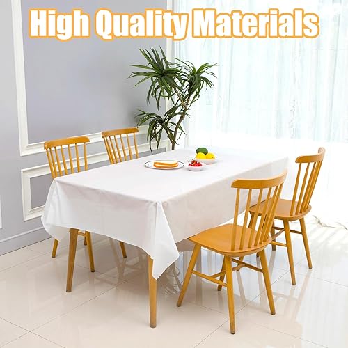 4 Pièces Nappe Jetables, Nappes Rectangulaires Blanches 137 x 274 cm, Nappes Résistant aux Taches Jetables, Nappes Imperméable en PEVE Jetables, Nappe Jetable Anniversaire pour Fêtes Banquet Mariage - Nail Gallerys