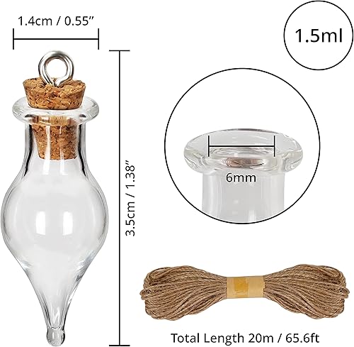 BELLE VOUS (Lot de 30 Pot avec Bouchon Liege et Ficelle pour Potion en Verre - Mini Bocaux en Verre de 1,5 ml - Petit Bocal en Verre pour Mariage - Pot Verre Dragées, Vœux & Loisirs Créatifs - Nail Gallerys