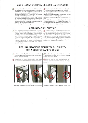 Karn, Happy Tabouret échelle en hêtre Naturel et Vernis, Hauteur 60 cm, Marche pivotante avec sécurité, Couleur Naturel by Del Fabbro - Nail Gallerys