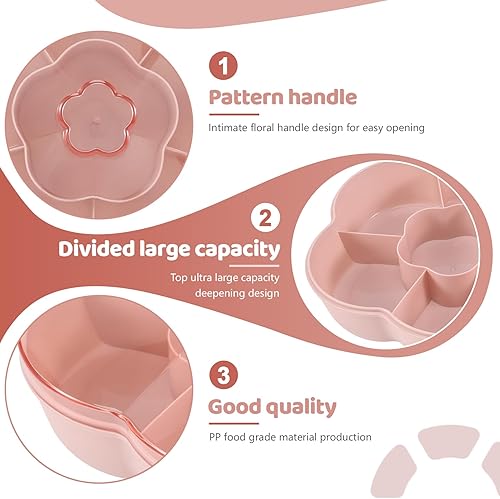 Aboiledy plateau aperitif, snack box plateau de collations, boîte à collation Boîte de Rangement en Forme de Fleurs avec 6 Compartiments Distincts et Couvercle, pour les Noix, Bonbons, Fruits Secs - Nail Gallerys