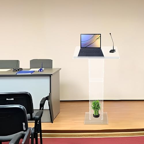 Tagtuell Pupitre en acrylique transparent Podium Bureau Chambre, Pupitre transparent pour salle de classe, table de conférence professionnelle en chaire 60 x 40 x 110 cm - Nail Gallerys